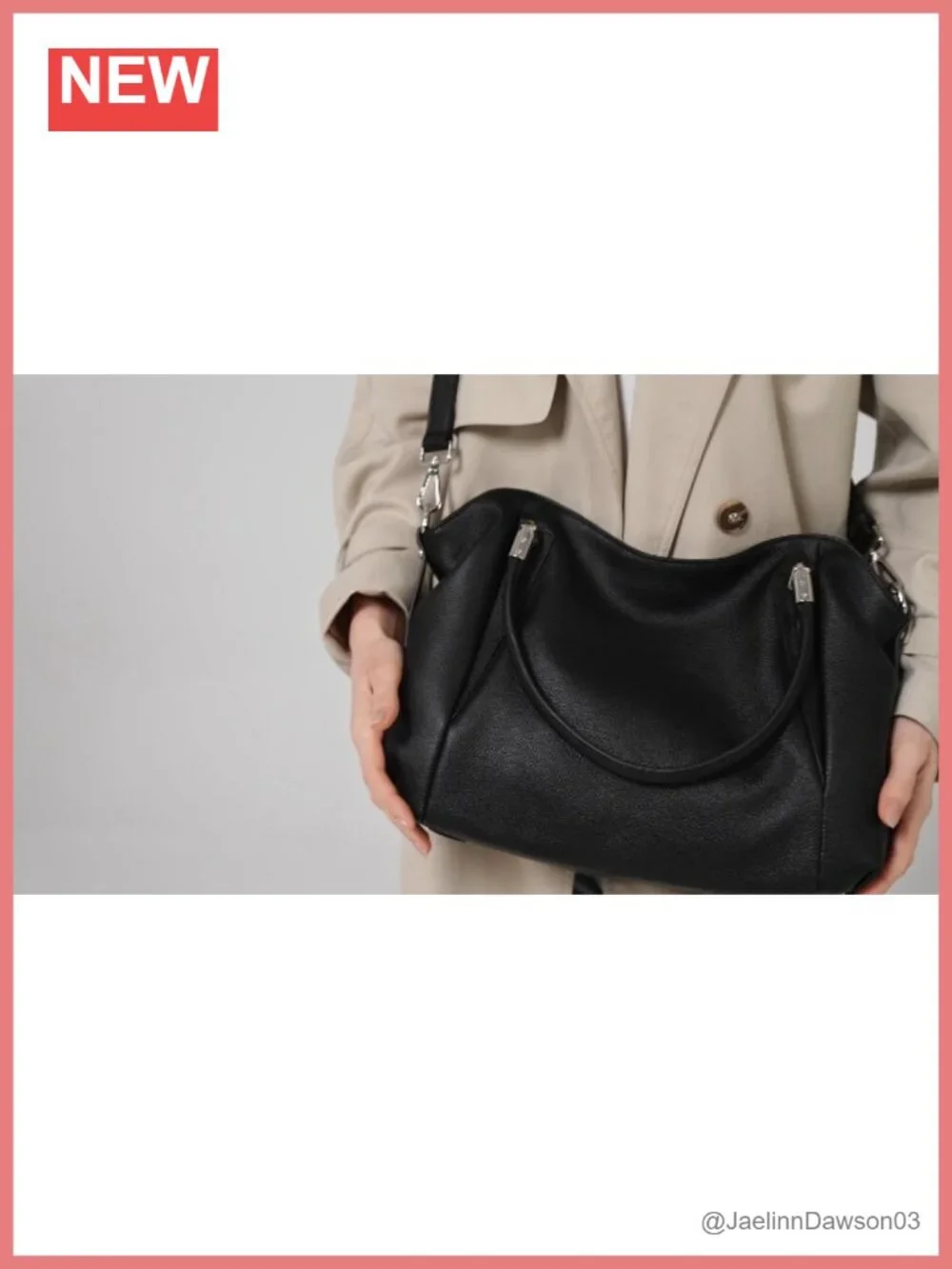 Genuine Leather Satchel Handbag Tote Shoulder Bag Detachable Strap